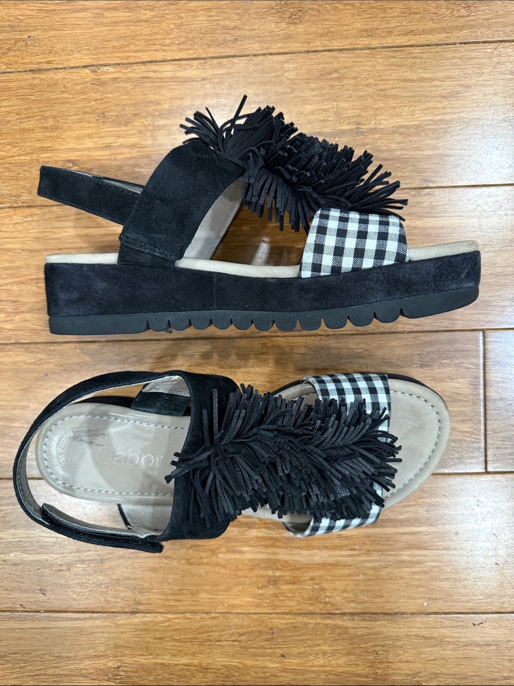 Gabor Billie suede/gingham sandals